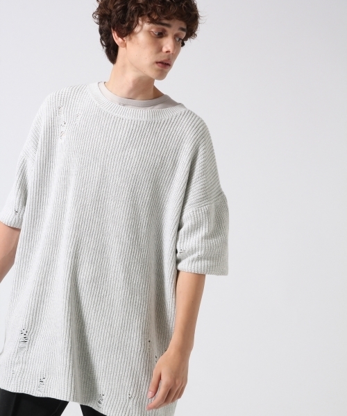 HARE（ハレ）の「クラッシュニットプルオーバー(HARE)（ニット/セーター・メンズ・レッド系その他/ブラック/グレー・SMALL/MEDIUM）」の2枚目の写真