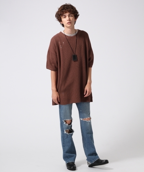 HARE（ハレ）の「クラッシュニットプルオーバー(HARE)（ニット/セーター・メンズ・レッド系その他/ブラック/グレー・SMALL/MEDIUM）」の6枚目の写真