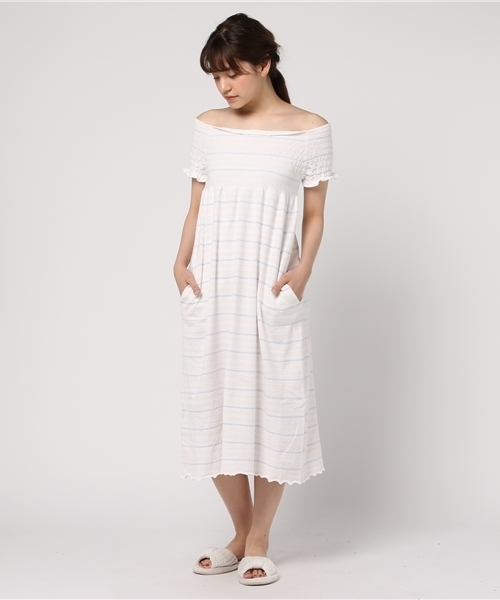 Gelato Pique ジェラートピケ の アクアドライ シャーリングボーダードレス ワンピース Wear