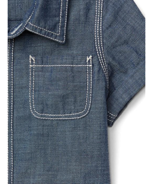 GAP(ギャップ)の「半袖シャンブレーシャツ(シャツ/ブラウス・キッズ・インディゴブルー・60cm/80cm/70cm/50cm/90cm)」の3枚目の写真