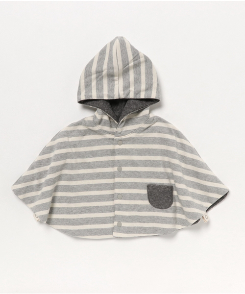 SHIPS(シップス)の「SHIPS KIDS:ボーダー×フリース マント(ポンチョ・キッズ・ネイビー/グレー・ONE SIZE)」の2枚目の写真