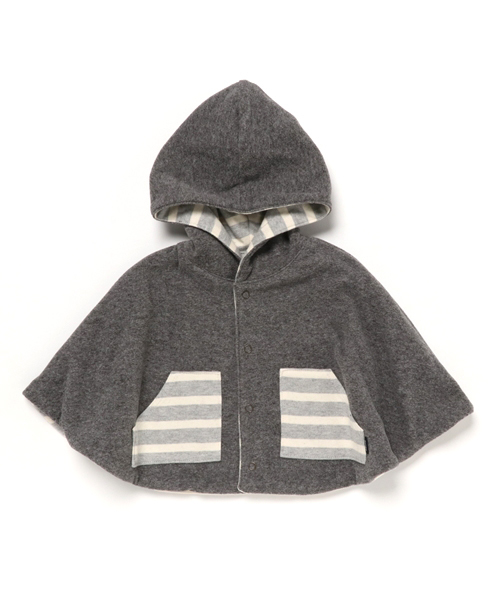 SHIPS(シップス)の「SHIPS KIDS:ボーダー×フリース マント(ポンチョ・キッズ・ネイビー/グレー・ONE SIZE)」の8枚目の写真
