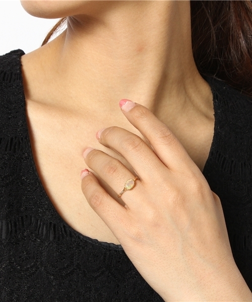 【美品】agete CLASSIC アガットクラシック K14リング 淡水パール ハーフエタニティ 11号/NOJESS/ete/AHKAHなどお好きな方にも