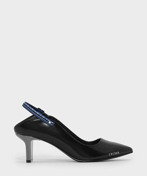 CHARLES & KEITH(チャールズ & キース)の「ポインテッドスリングバックヒール / POINTED SLINGBACK HEELS(サンダル・レディース・ブラック/ブラック系その他・23cm/25cm/22.5cm/23.5cm/24.5cm)」の1枚目の写真