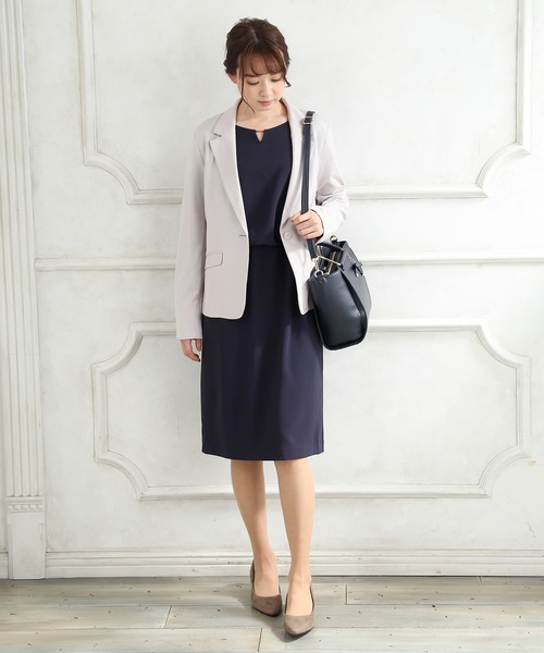 Honeys（ハニーズ）の「メタルパーツ付きれいめドッキングワンピース（ワンピース・レディース・ネイビー/グレー/ブラック・L/M/S）」の5枚目の写真