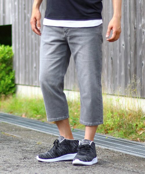 TopIsm(トップイズム)の「ヴィンテージ加工 ストレッチ クロップド デニムパンツ(デニムパンツ・メンズ・ライトブルー/ブラック/ワンウォッシュ/インディゴブルー/グレー・L/LL/M)」の3枚目の写真