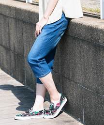 ヴィンテージ加工 ストレッチ クロップド デニムパンツ