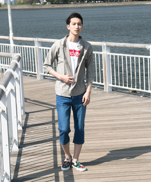 TopIsm(トップイズム)の「ヴィンテージ加工 ストレッチ クロップド デニムパンツ(デニムパンツ・メンズ・ライトブルー/ブラック/ワンウォッシュ/インディゴブルー/グレー・L/LL/M)」の7枚目の写真
