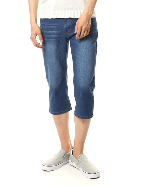 TopIsm(トップイズム)の「ヴィンテージ加工 ストレッチ クロップド デニムパンツ(デニムパンツ・メンズ・ライトブルー/ブラック/ワンウォッシュ/インディゴブルー/グレー・L/LL/M)」の9枚目の写真