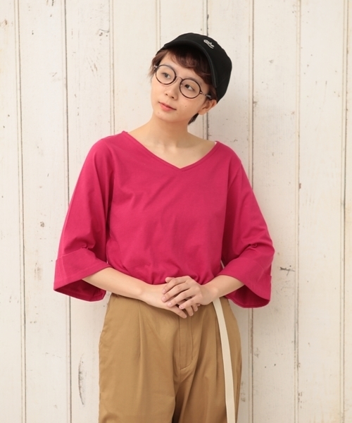 cepo(セポ)の「オーストラリアコットンVネック(Tシャツ/カットソー・レディース・オフホワイト/ベージュ/ピンク/グリーン・M)」の9枚目の写真
