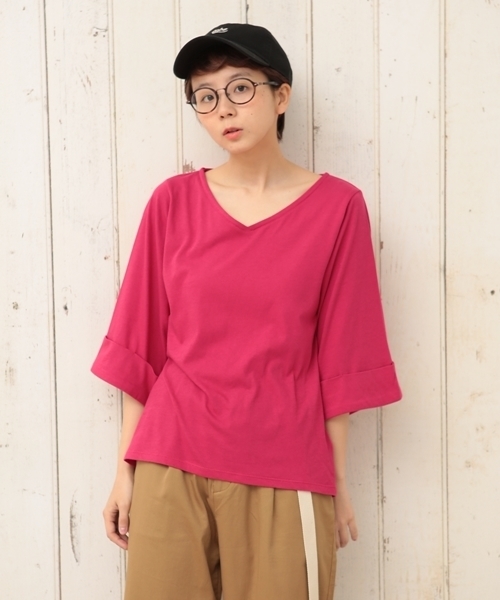 cepo(セポ)の「オーストラリアコットンVネック(Tシャツ/カットソー・レディース・オフホワイト/ベージュ/ピンク/グリーン・M)」の8枚目の写真