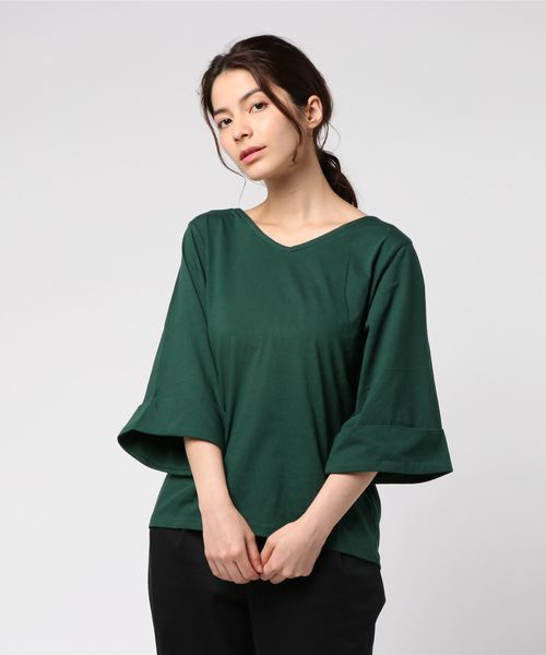 cepo(セポ)の「オーストラリアコットンVネック(Tシャツ/カットソー・レディース・オフホワイト/ベージュ/ピンク/グリーン・M)」の4枚目の写真