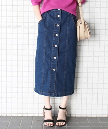SLOBE IENA | LE DENIM ボタンタイトスカート◆(デニムスカート)