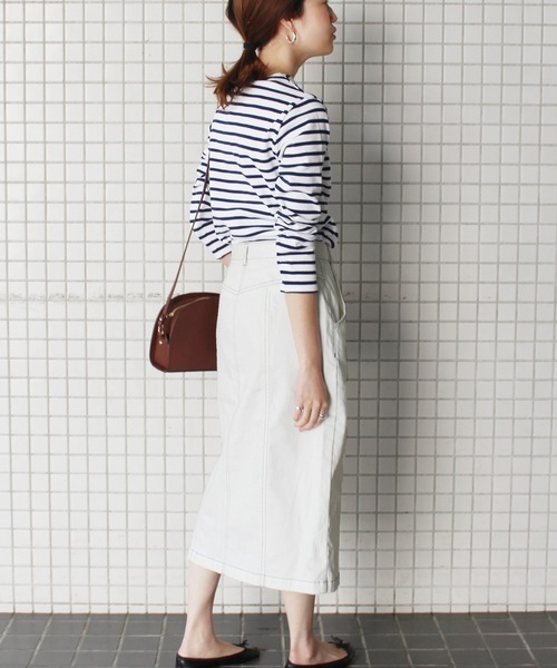 SLOBE IENA（スローブイエナ）の「LE DENIM ボタンタイトスカート◆（デニムスカート・レディース・ホワイト/ブルー系その他・40/38/36）」の8枚目の写真