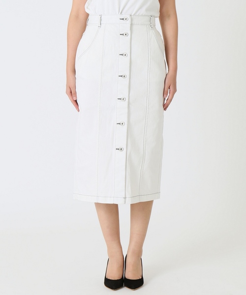 SLOBE IENA（スローブイエナ）の「LE DENIM ボタンタイトスカート◆（デニムスカート・レディース・ホワイト/ブルー系その他・40/38/36）」の18枚目の写真