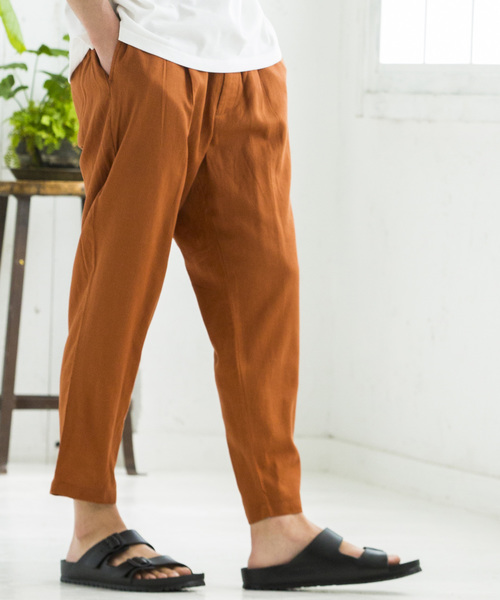 WEGO（ウィゴー）の「WEGO/フランスリネンクロップドペグトップパンツ（スラックス・メンズ・ネイビー/ブラック/オレンジ/ブルー・SMALL/MEDIUM/LARGE）」の4枚目の写真