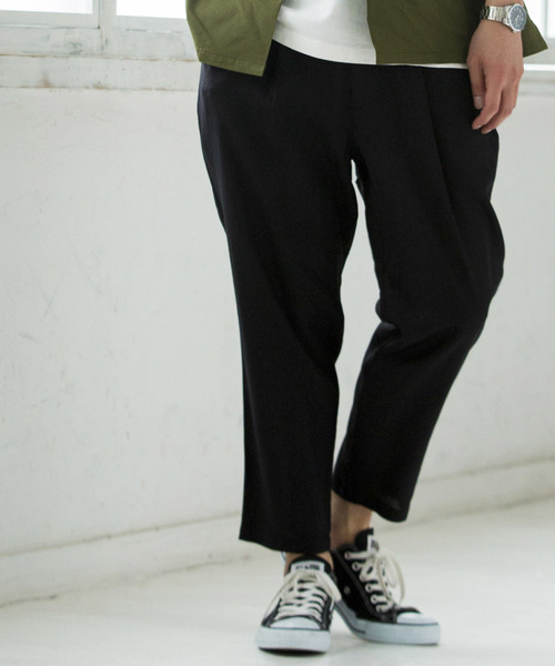 WEGO（ウィゴー）の「WEGO/フランスリネンクロップドペグトップパンツ（スラックス・メンズ・ネイビー/ブラック/オレンジ/ブルー・SMALL/MEDIUM/LARGE）」の2枚目の写真