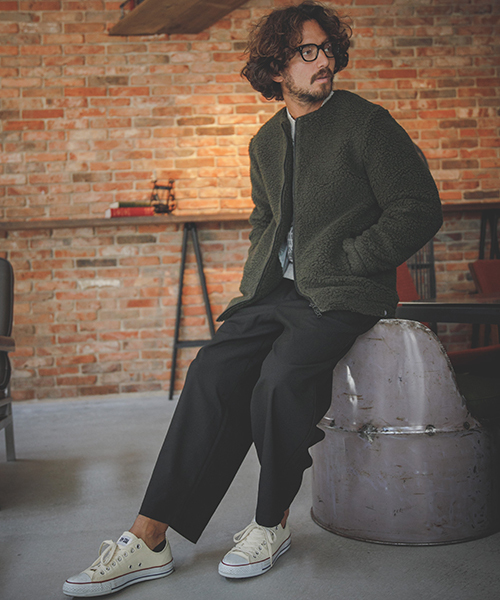 ANGENEHM（アンゲネーム）の「mj5756-No Collar Boa Zip up Jacket 
