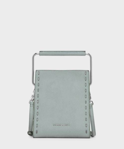 CHARLES & KEITH(チャールズ & キース)の「ステープラーエフェクトストラクチャーバッグ / STAPLER EFFECT STRUCTURED BAG(ハンドバッグ・レディース・ブラック/ブルー/ミント・S)」の3枚目の写真