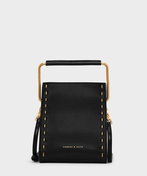CHARLES & KEITH(チャールズ & キース)の「ステープラーエフェクトストラクチャーバッグ / STAPLER EFFECT STRUCTURED BAG(ハンドバッグ・レディース・ブラック/ブルー/ミント・S)」の2枚目の写真