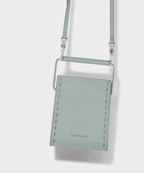 CHARLES & KEITH(チャールズ & キース)の「ステープラーエフェクトストラクチャーバッグ / STAPLER EFFECT STRUCTURED BAG(ハンドバッグ・レディース・ブラック/ブルー/ミント・S)」の8枚目の写真