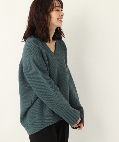 A part by（アパートバイ）の「洗濯機で洗える/5GCエアリー/ガーターVPO 802430（ニット/セーター・レディース・ブラック/ブラウン/オフホワイト/グレイッシュブルー・FREE）」の4枚目の写真