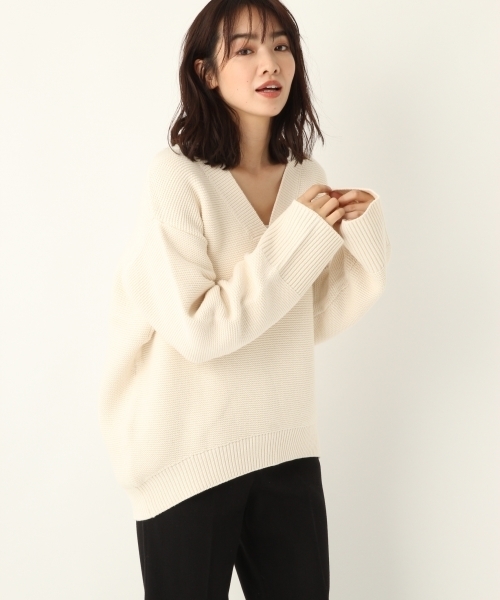 A part by（アパートバイ）の「洗濯機で洗える/5GCエアリー/ガーターVPO 802430（ニット/セーター・レディース・ブラック/ブラウン/オフホワイト/グレイッシュブルー・FREE）」の5枚目の写真