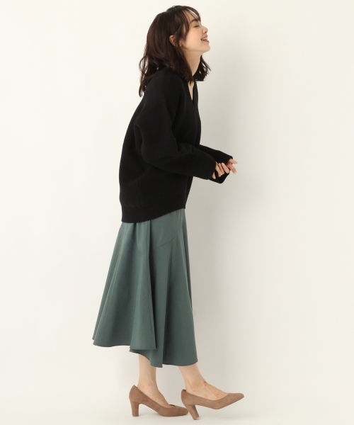 A part by（アパートバイ）の「洗濯機で洗える/5GCエアリー/ガーターVPO 802430（ニット/セーター・レディース・ブラック/ブラウン/オフホワイト/グレイッシュブルー・FREE）」の6枚目の写真