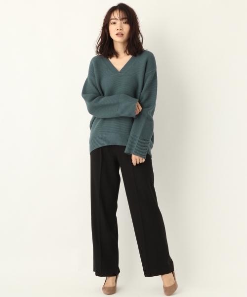 A part by（アパートバイ）の「洗濯機で洗える/5GCエアリー/ガーターVPO 802430（ニット/セーター・レディース・ブラック/ブラウン/オフホワイト/グレイッシュブルー・FREE）」の10枚目の写真