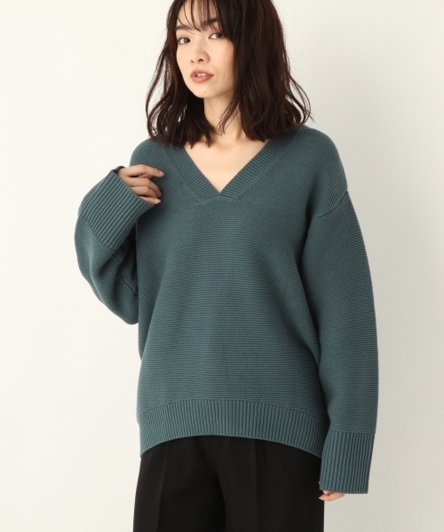 A part by（アパートバイ）の「洗濯機で洗える/5GCエアリー/ガーターVPO 802430（ニット/セーター・レディース・ブラック/ブラウン/オフホワイト/グレイッシュブルー・FREE）」の11枚目の写真