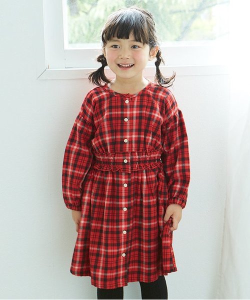 Seraph（セラフ）の「4色2柄チェックワンピース（ワンピース・キッズ・グレー/レッド/ネイビー/ブラウン・140/95/130/120/80/110/100/90）」の4枚目の写真