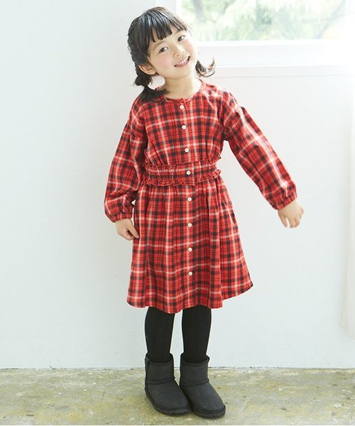 Seraph（セラフ）の「4色2柄チェックワンピース（ワンピース・キッズ・グレー/レッド/ネイビー/ブラウン・140/95/130/120/80/110/100/90）」の15枚目の写真