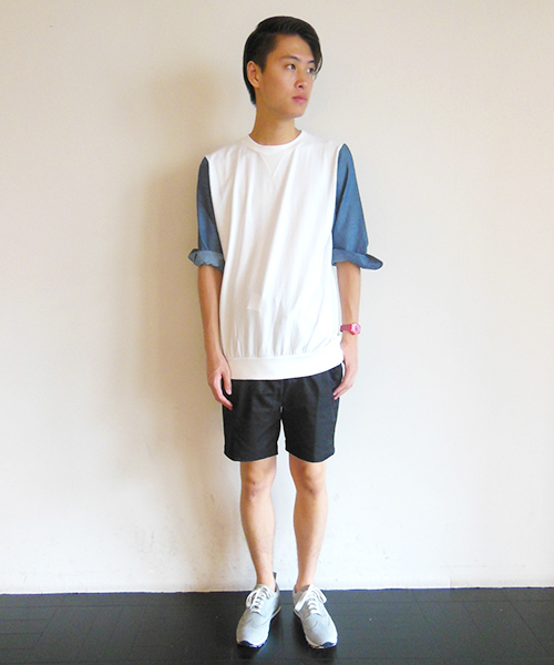 WHO'S WHO gallery（フーズフーギャラリー）の「袖シャンブレTシャツ（Tシャツ/カットソー・メンズ・ブラック/グレー/ネイビー/オフホワイト・MEDIUM/LARGE）」の11枚目の写真