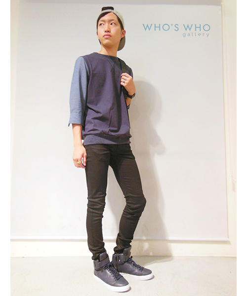 WHO'S WHO gallery（フーズフーギャラリー）の「袖シャンブレTシャツ（Tシャツ/カットソー・メンズ・ブラック/グレー/ネイビー/オフホワイト・MEDIUM/LARGE）」の12枚目の写真