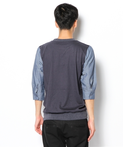 WHO'S WHO gallery（フーズフーギャラリー）の「袖シャンブレTシャツ（Tシャツ/カットソー・メンズ・ブラック/グレー/ネイビー/オフホワイト・MEDIUM/LARGE）」の10枚目の写真