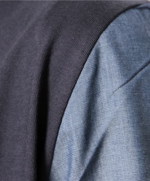 WHO'S WHO gallery（フーズフーギャラリー）の「袖シャンブレTシャツ（Tシャツ/カットソー・メンズ・ブラック/グレー/ネイビー/オフホワイト・MEDIUM/LARGE）」の9枚目の写真