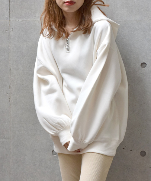 w closet（ダブルクローゼット）の「ハーフZIPフードプルオーバー_（パーカー・レディース・ピンク/ライム/アイボリー/スミクロ・FREE）」の2枚目の写真