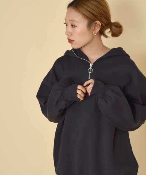 w closet（ダブルクローゼット）の「ハーフZIPフードプルオーバー_（パーカー・レディース・ピンク/ライム/アイボリー/スミクロ・FREE）」の18枚目の写真