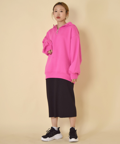 w closet（ダブルクローゼット）の「ハーフZIPフードプルオーバー_（パーカー・レディース・ピンク/ライム/アイボリー/スミクロ・FREE）」の20枚目の写真