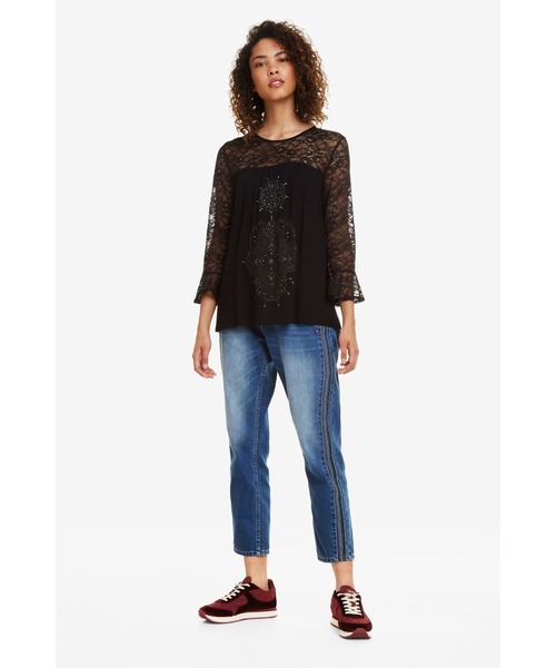 Desigual（デシグアル）の「Tシャツ長袖（Tシャツ/カットソー・レディース・ホワイト/ブラック/レッド/グレー・2L/SS/S/M/L/3L）」の11枚目の写真