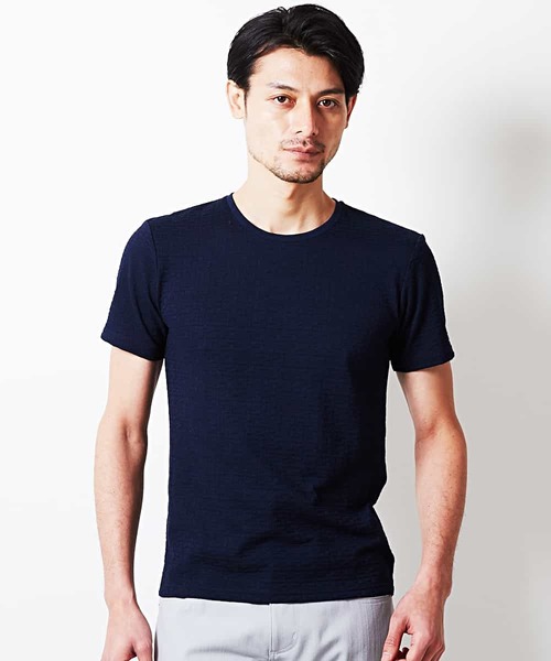 MICHEL KLEIN HOMME (ミッシェルクランオム)の「カットソー(スラブリンクスクルー)(Tシャツ/カットソー・メンズ・ネイビー/グレー/クリーム/ホワイト・46/48/44/52/51)」の4枚目の写真