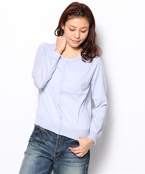 BEAMS BOY(ビームスボーイ)の「○BEAMS BOY / 14ゲージ BB刺繍クルーカーディガン(カーディガン/ボレロ・レディース・ライトグレー/ブラック/ピンク/サックスブルー/ネイビー/レッド/イエロー/ミント・0/1)」の1枚目の写真