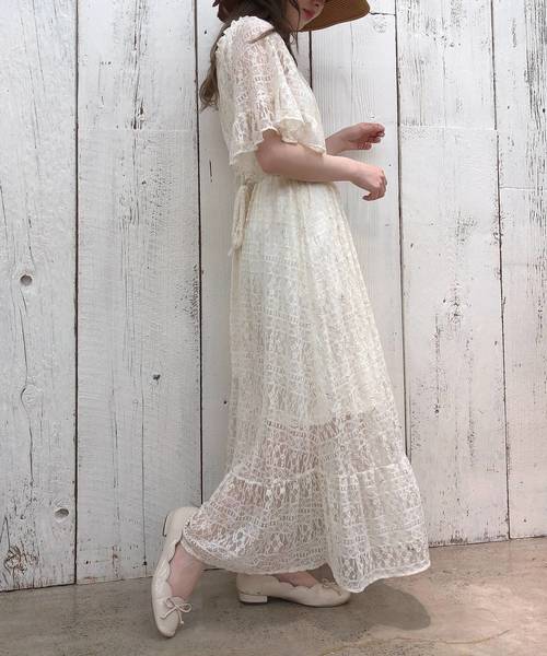 one after another NICE CLAUP（ワンアフターアナザーナイスクラップ）の「【Petite by NICE CLAUP】lace onepiece（ワンピース・レディース・アイボリー/オフホワイト・FREE）」の3枚目の写真