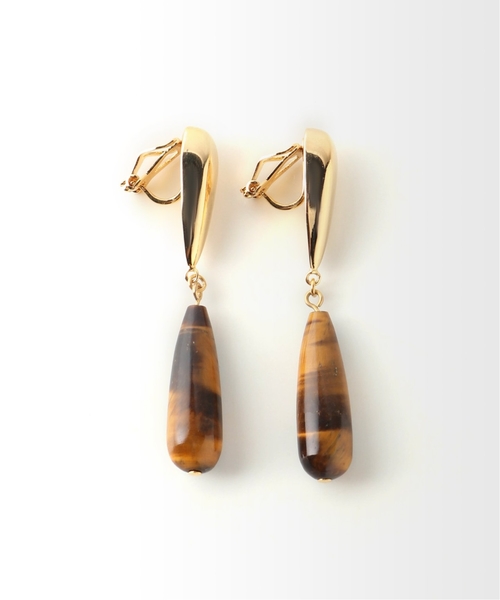 La TOTALITE（ラトータリテ）の「【Lapuis/ラピュイ】ドロップストーンイヤリング（イヤリング・レディース・ブラウン/グリーン/ピンク系その他・FREE）」の2枚目の写真