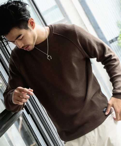 BAYFLOW（ベイフロー）の「ハイツイストフリガラプルオーバー（ニット/セーター・メンズ・ネイビー/オレンジ/ブラウン系その他・SMALL/MEDIUM/LARGE）」の2枚目の写真