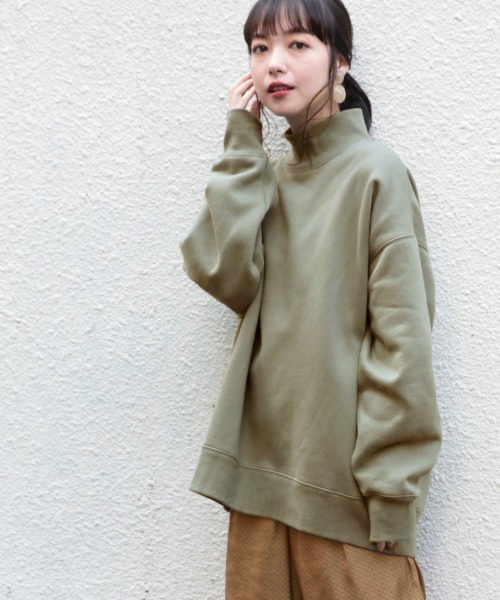 LOWRYS FARM(ローリーズファーム)の「ハイネックチュニックウラケプルオーバー 861699(スウェット・レディース・ブラウン/グレー/アイボリー/グリーン・FREE)」の4枚目の写真