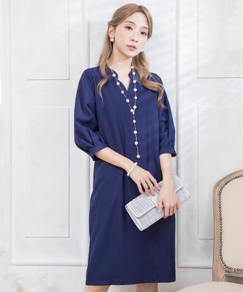 セール パーティードレス ミディアムドレス ワンピース ミディアム丈 結婚式 フォーマル ドレス パーティー お呼ばれ 二次会 ミディアムワンピース 袖あり 長袖 五分袖 ケープ タイト コクーンワンピ タイト Vネック 披露宴 謝恩会 同窓会 発表会 入学式 卒業式 二次会