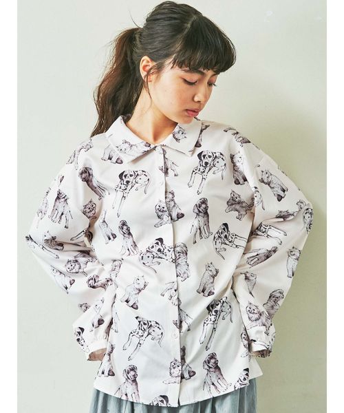 merry jenny(メリージェニー)の「dog&catシャツ(シャツ/ブラウス・レディース・ブラック/アイボリー・FREE)」の4枚目の写真