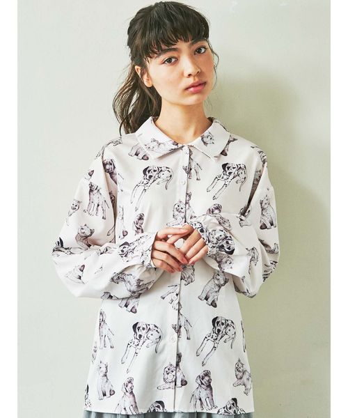 merry jenny(メリージェニー)の「dog&catシャツ(シャツ/ブラウス・レディース・ブラック/アイボリー・FREE)」の5枚目の写真