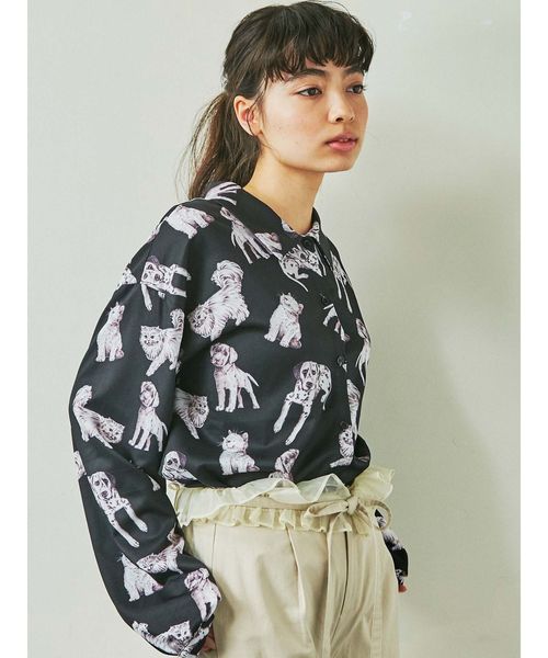 merry jenny(メリージェニー)の「dog&catシャツ(シャツ/ブラウス・レディース・ブラック/アイボリー・FREE)」の10枚目の写真